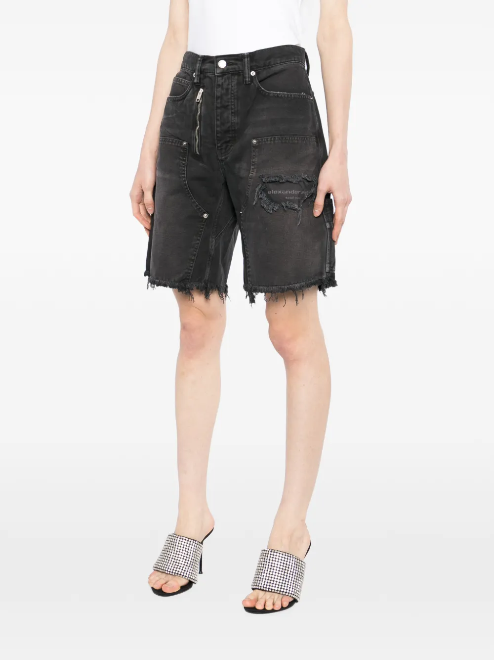  Alexander Wang Zip Mid-rise Carpenter Shorts - Black 