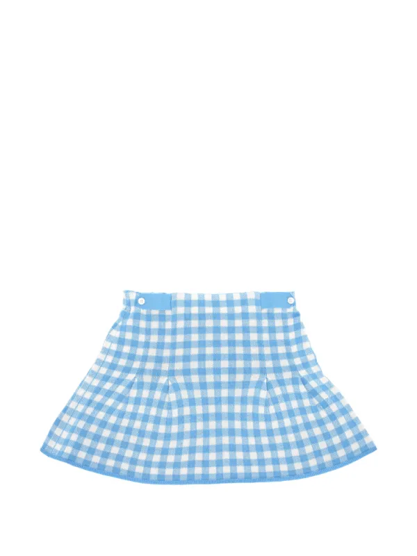 Guest In Residence Gingham Button Mini Skirt in Blue