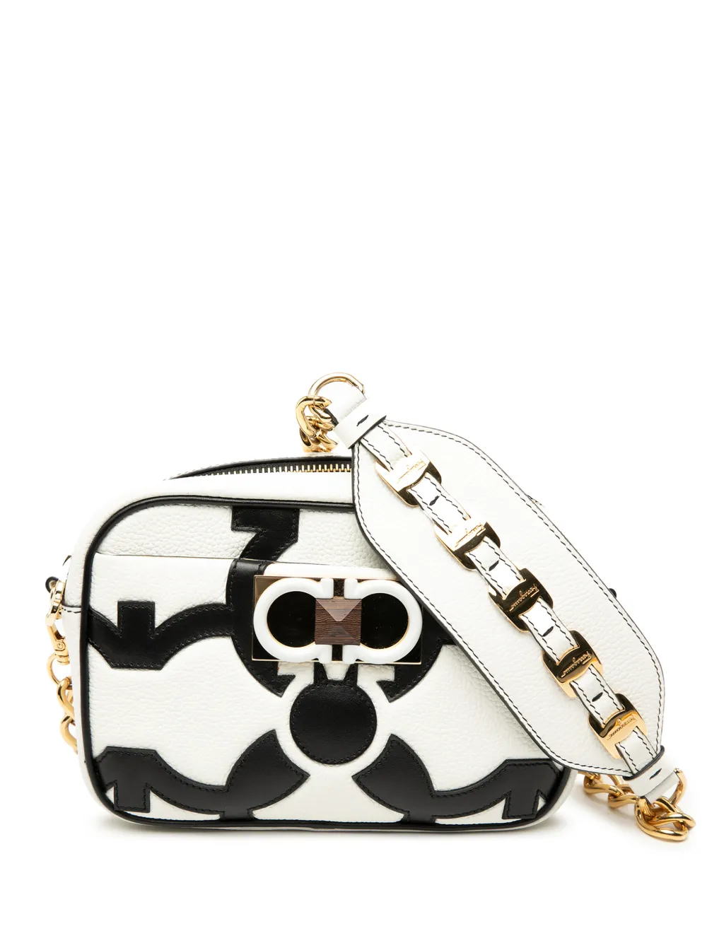 Ferragamo Pre-Owned 2010-2025 Leather Double Gancini Camera Bag crossbody bag - Nero