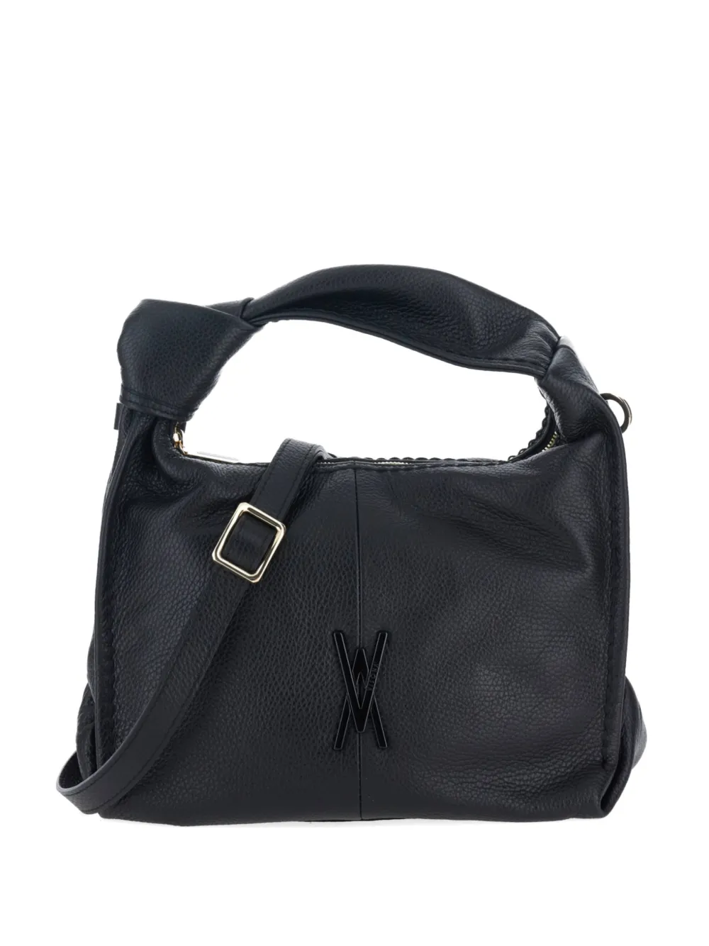 VISONA` knotted-handle logo-plaque shoulder bag - Nero