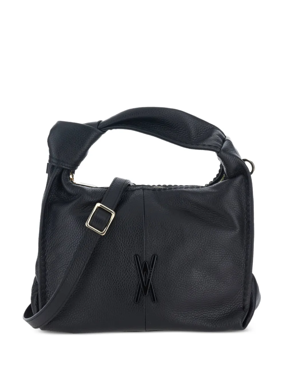 VISONA` knotted-handle logo-plaque shoulder bag - Nero