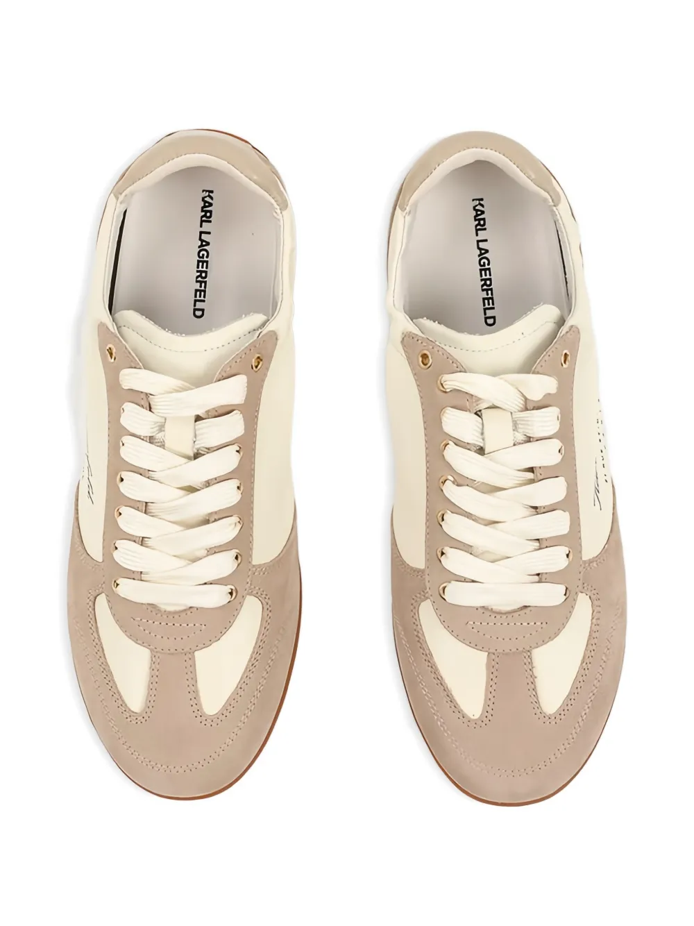 Karl Lagerfeld Altia lace-up leather sneakers Beige