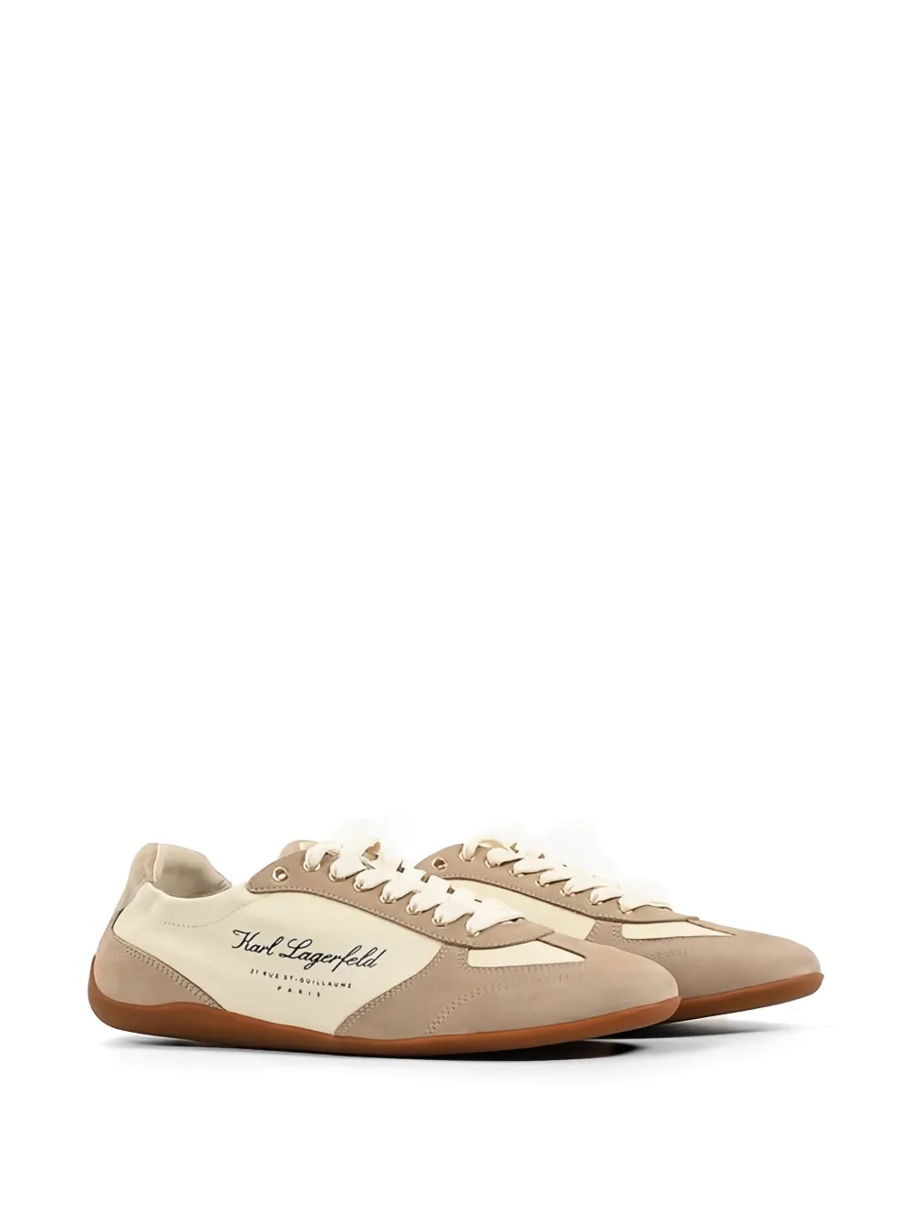 Karl Lagerfeld Altia lace-up leather sneakers Beige