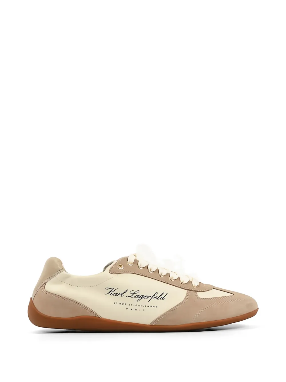 Karl Lagerfeld Altia lace-up leather sneakers Beige