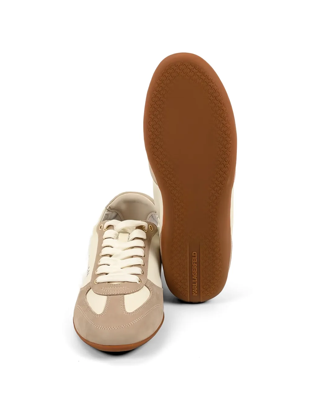 Karl Lagerfeld Altia lace-up leather sneakers Beige