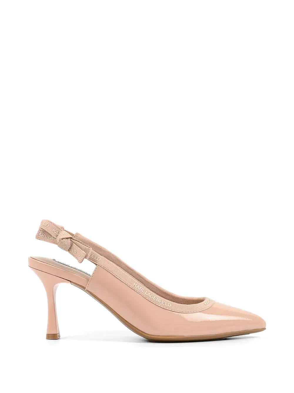Karl Lagerfeld logo-trim slingback heeled pumps Roze