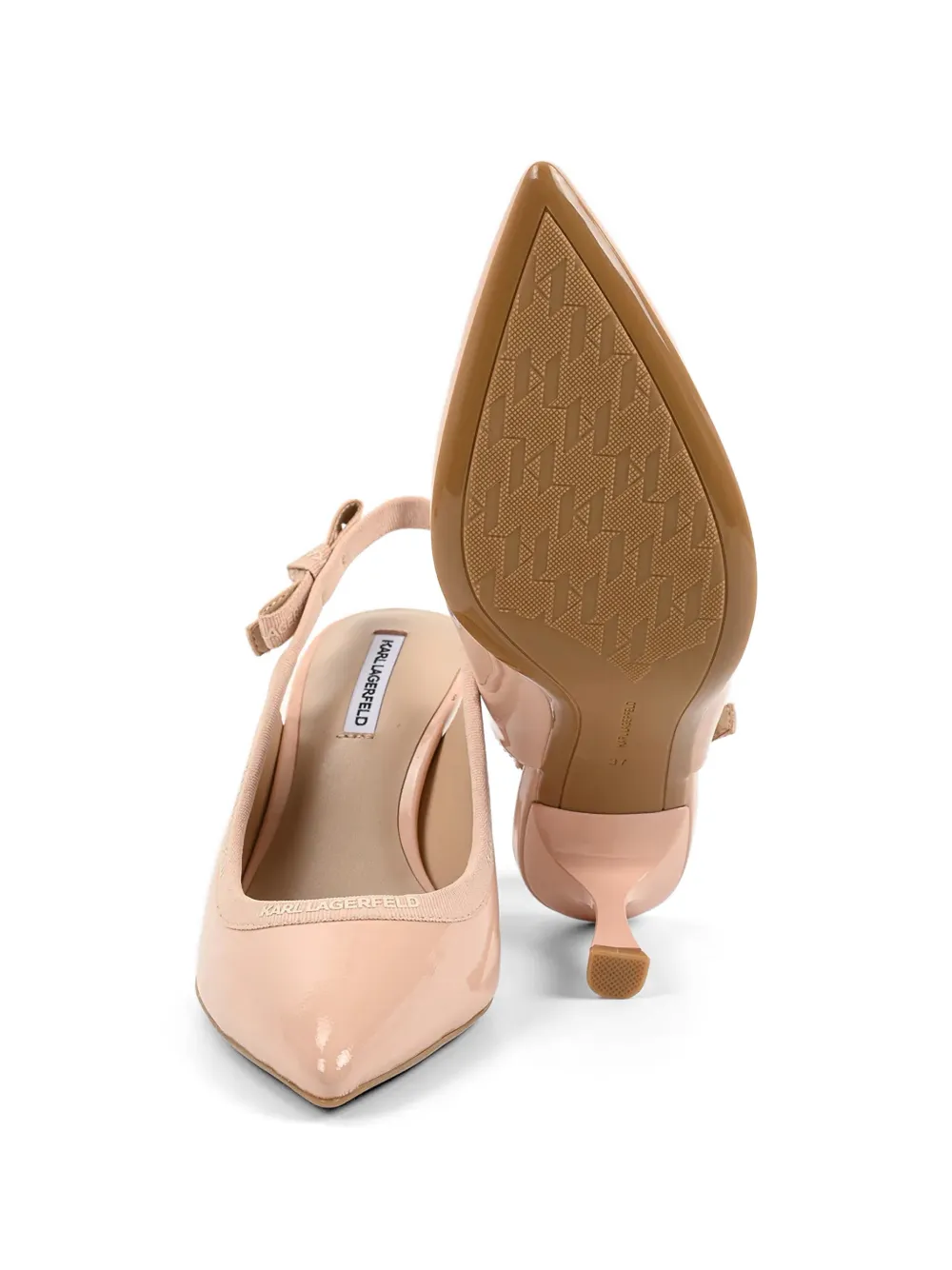 Karl Lagerfeld logo-trim slingback heeled pumps Roze
