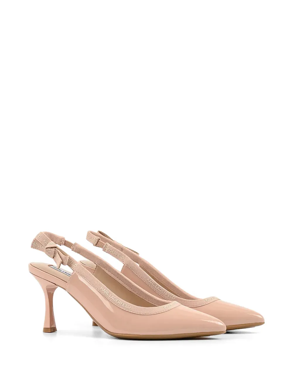 Karl Lagerfeld logo-trim slingback heeled pumps Roze