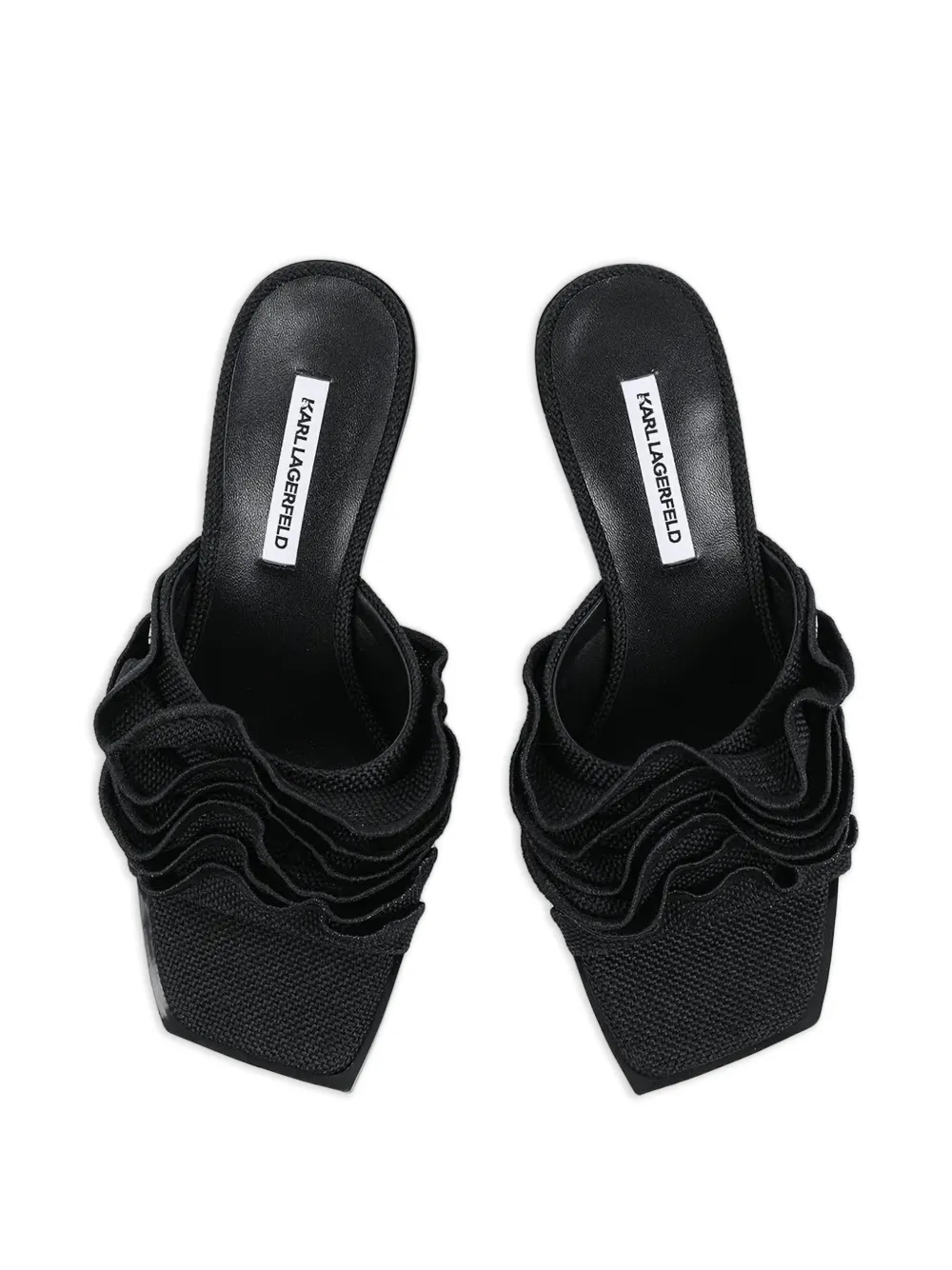 Karl Lagerfeld 60 mm Karmel sandalen met ruches Zwart