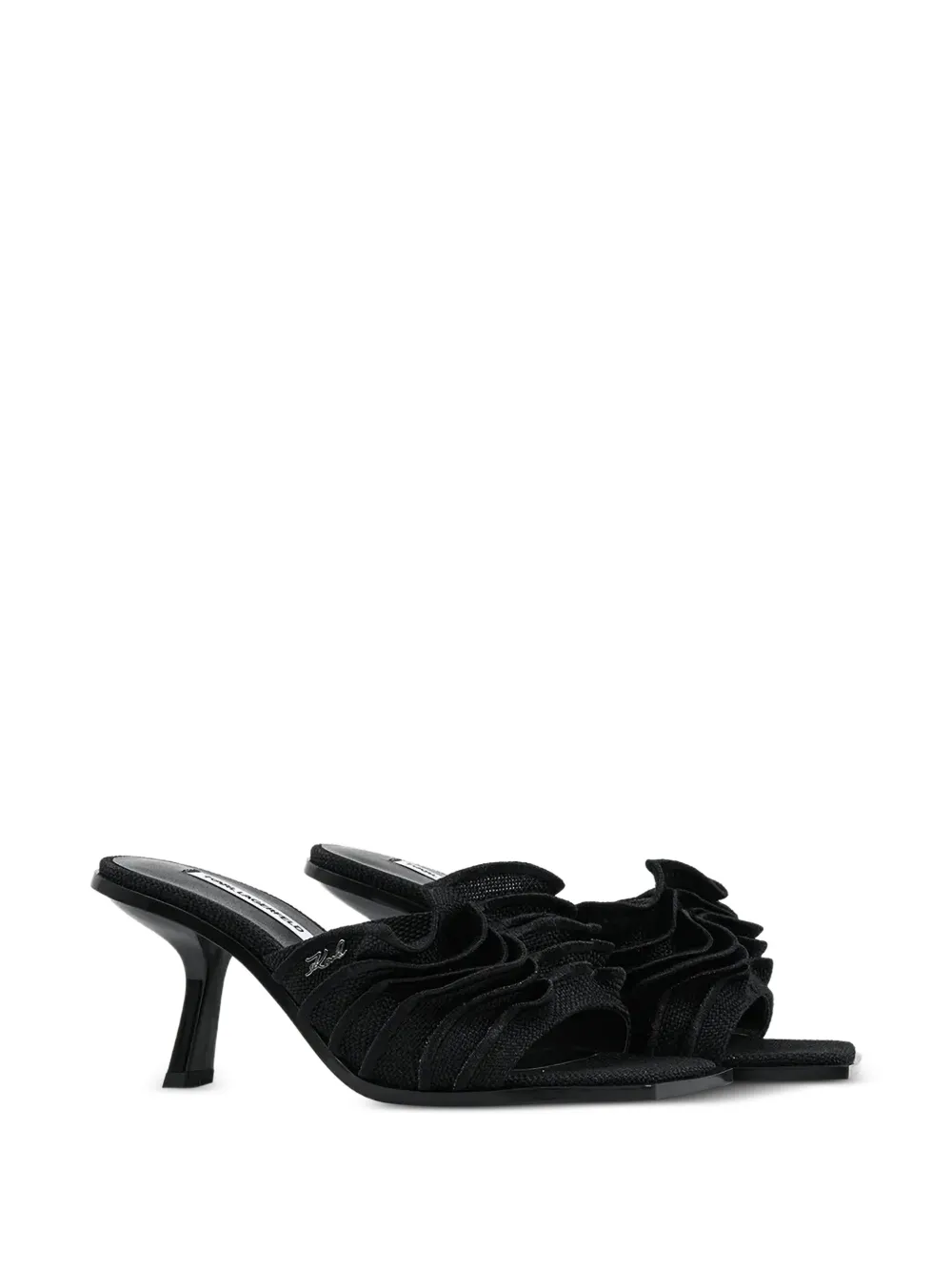 Karl Lagerfeld 60 mm Karmel sandalen met ruches Zwart