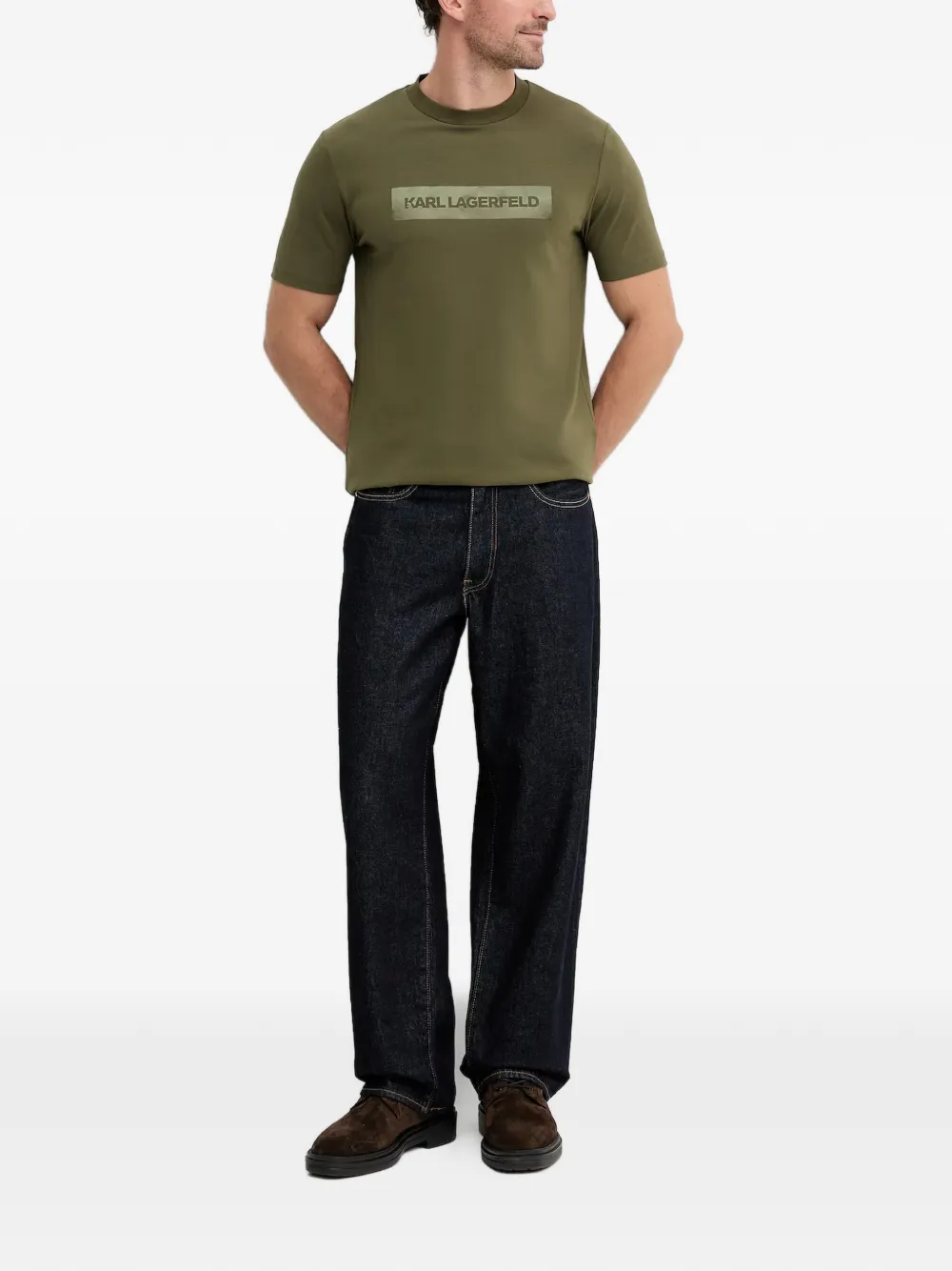 Karl Lagerfeld T-shirt met logopatch Groen