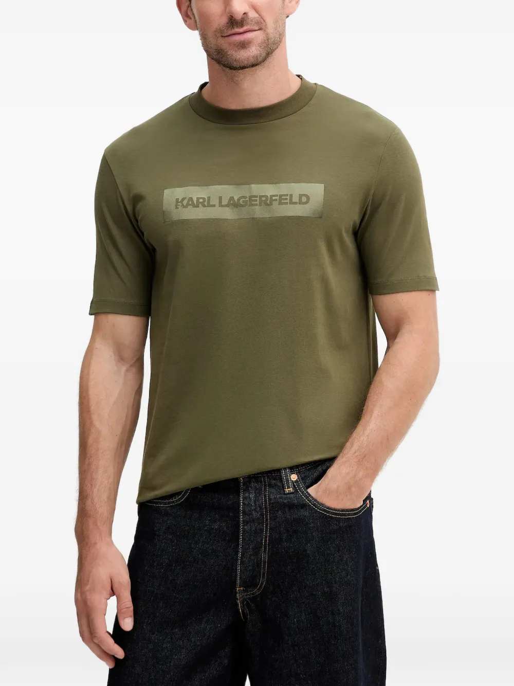 Karl Lagerfeld logo-patch t-shirt - Verde