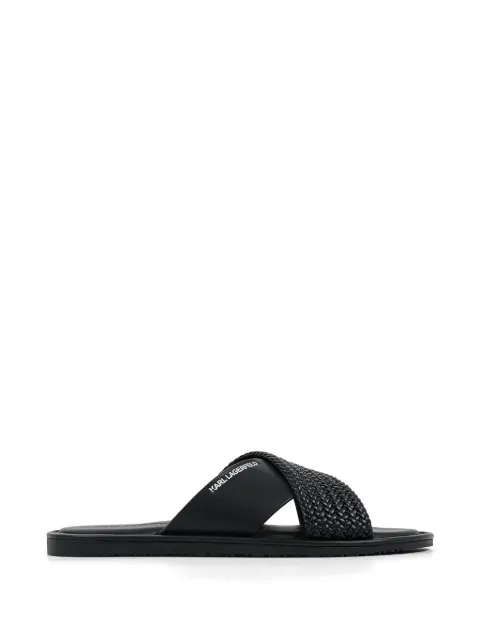 Karl Lagerfeld woven crossover-strap slides