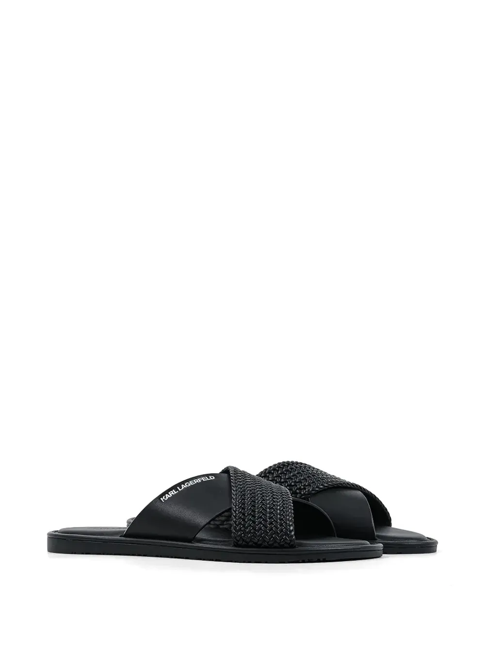 Karl Lagerfeld woven crossover-strap slides Zwart