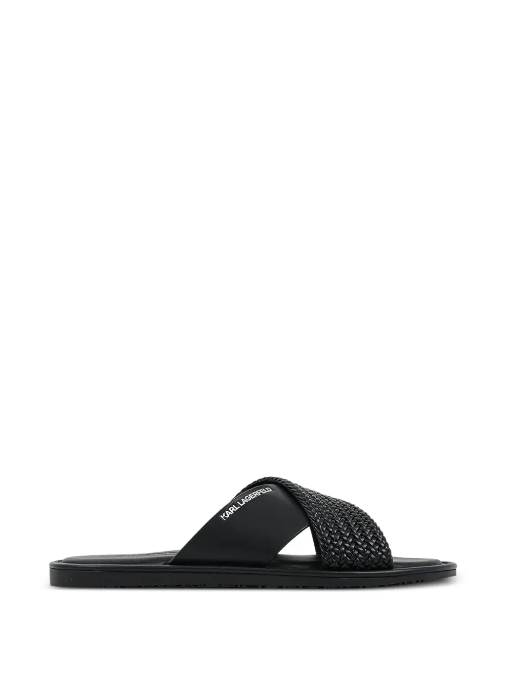 Karl Lagerfeld woven crossover-strap slides - Nero