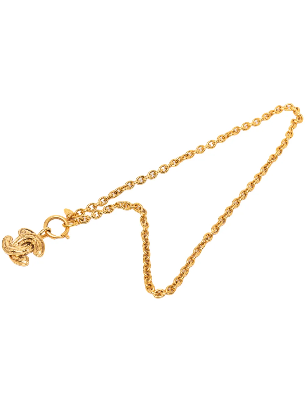 CHANEL Pre-Owned 1970-1980 Gold Plated CC Quilted Pendant Necklace costume necklace - Oro