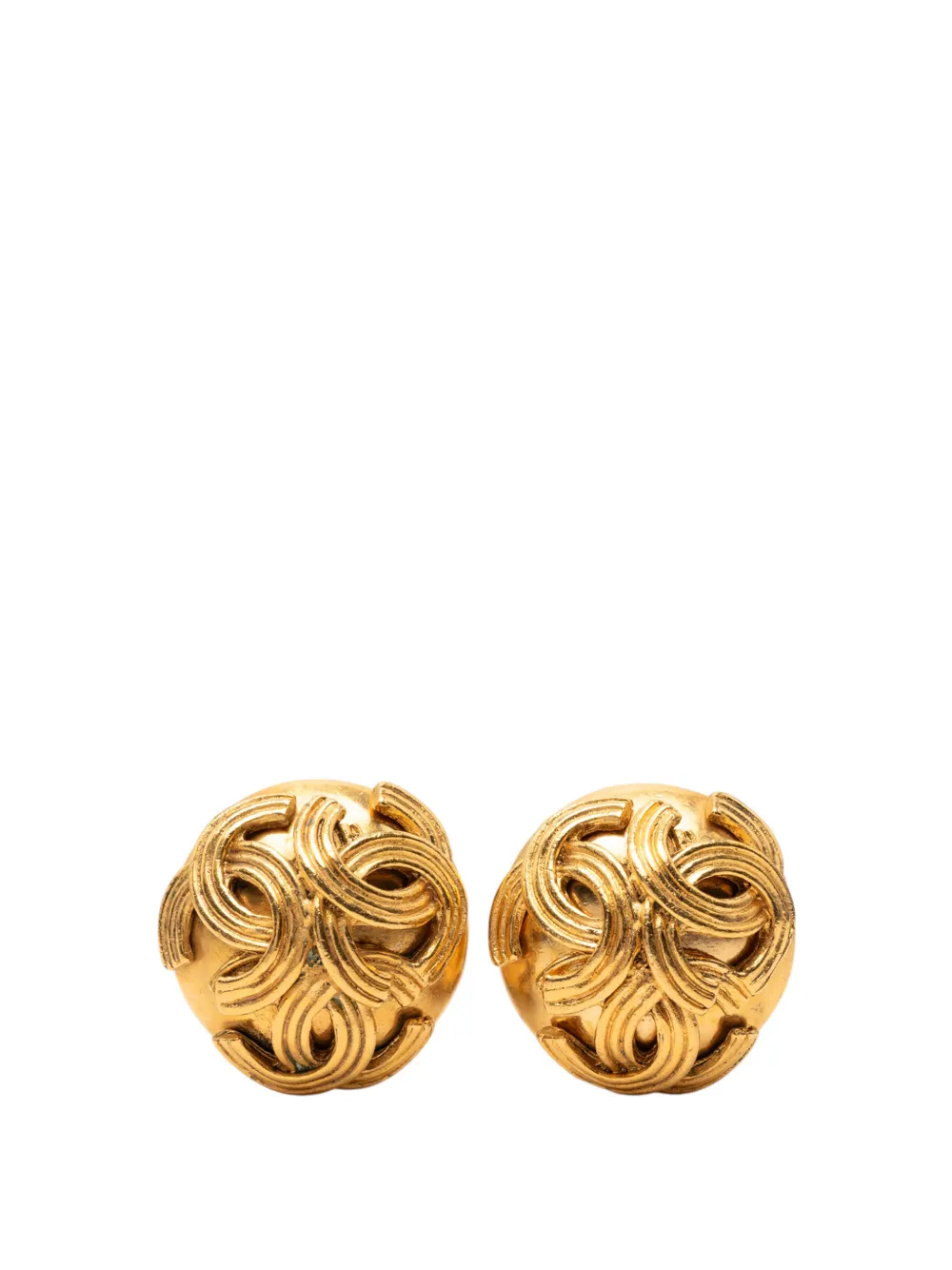 CHANEL Pre-Owned 1994 Triple CC Gold Plated Clip On Closure costume earrings - Oro