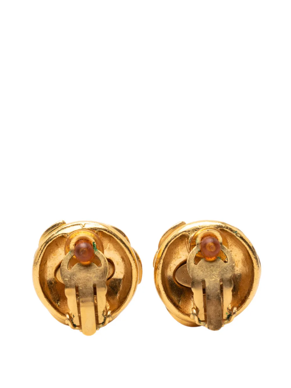 1994 Triple Cc Gold Plated Clip On Closure Costume Earrings