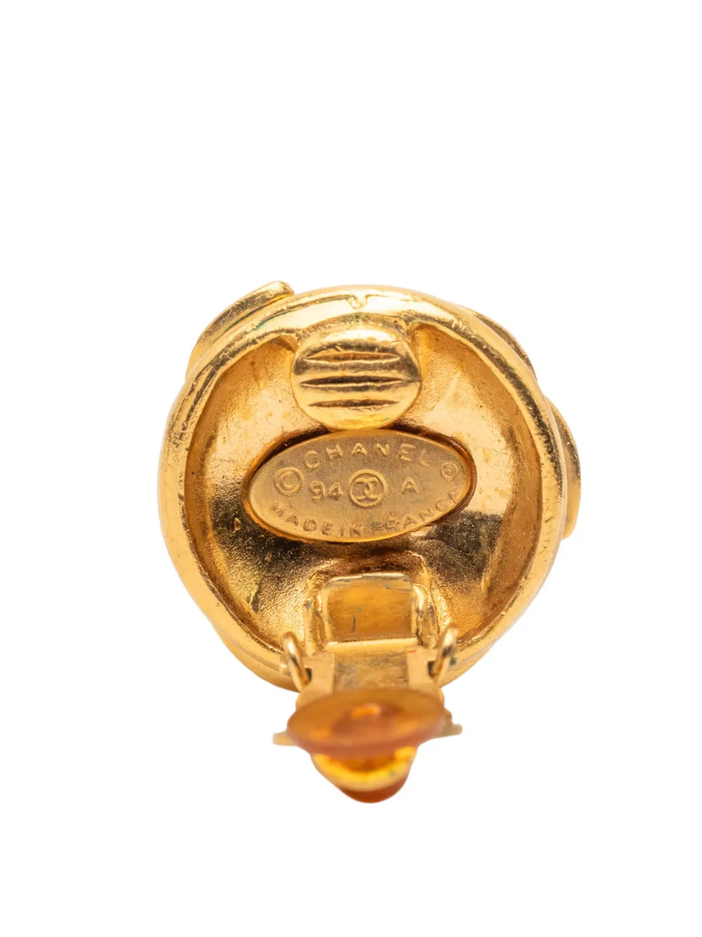 1994 Triple Cc Gold Plated Clip On Closure Costume Earrings