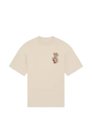 AMI Paris Ami De Coeur zigzag-embroidered T-shirt | Neutrals