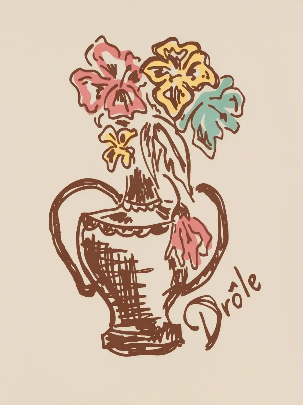Drôle De Monsieur Vase Havana T-shirt Beige
