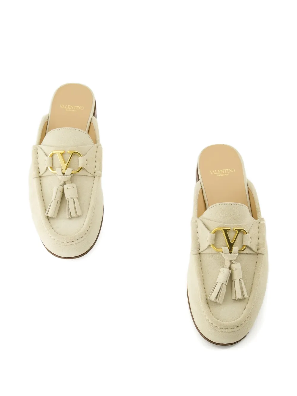Valentino Garavani tassel logo mules Beige