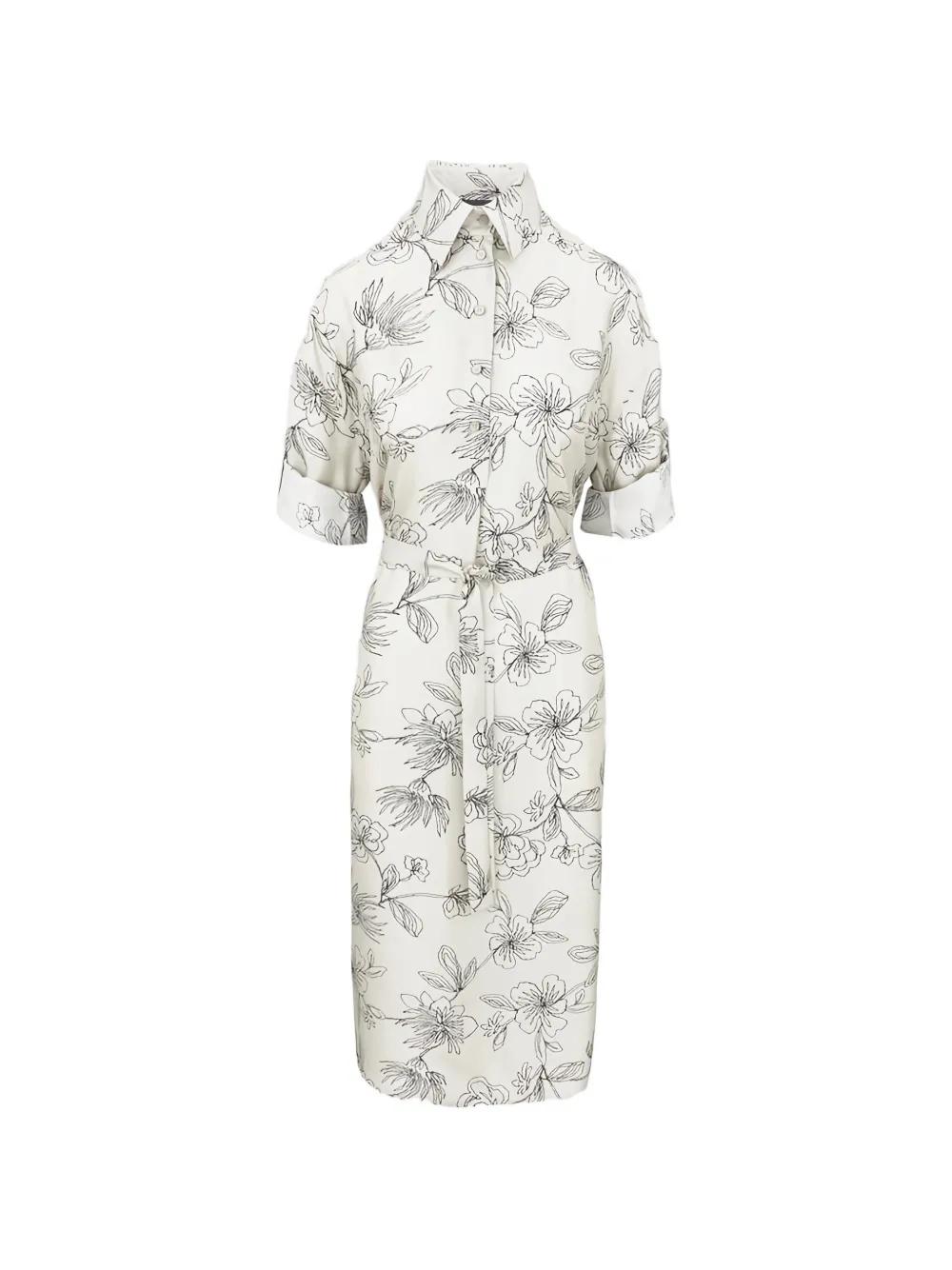 Lorena Antoniazzi floral-pattern tie-belt midi dress - Toni neutri
