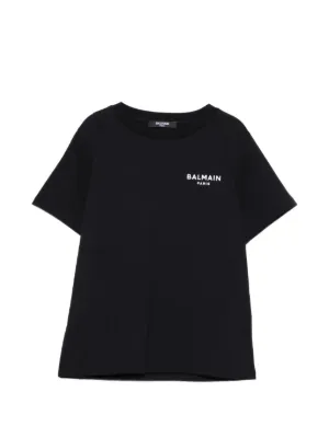 BALMAIN　KIDS ラミネートロゴＴシャツ Balmain Kids logo-embellished T-shirt | Black | FARFETCH