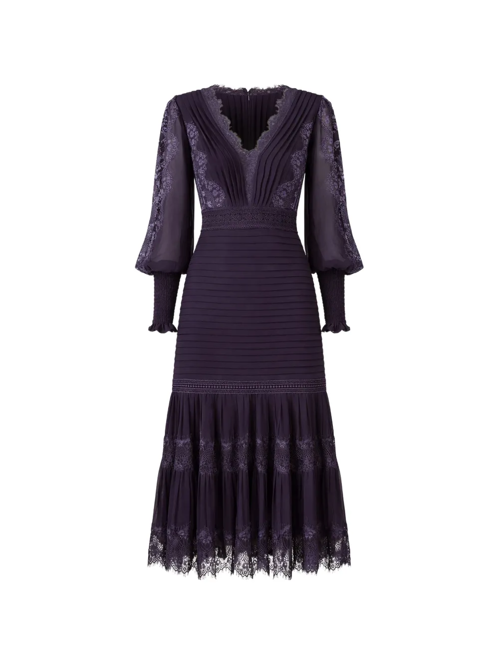Tadashi Shoji Nyssa lace pleated midi dress - Purple