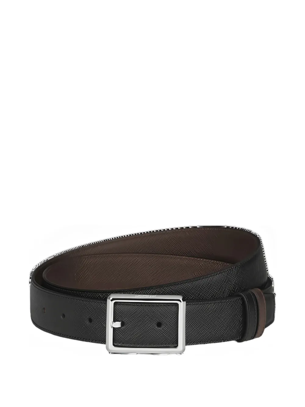 Montblanc reversible square-buckle textured leather belt - Nero