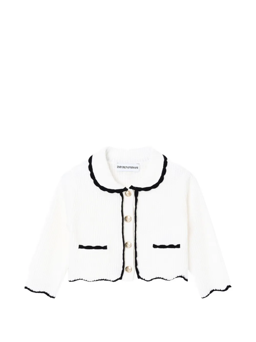 Emporio Armani Kids scalloped button cardigan - Weiß