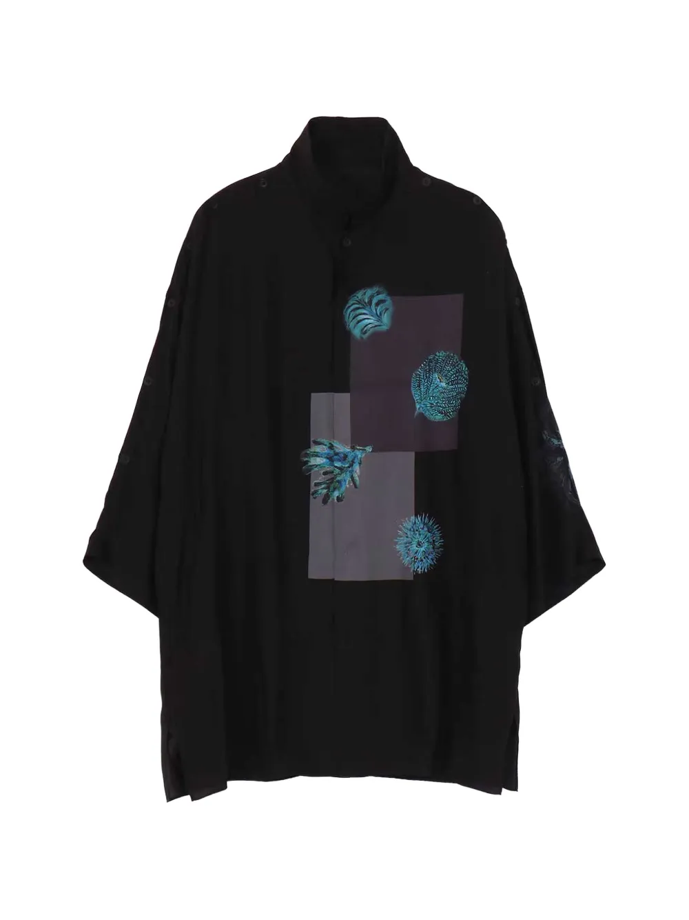 Yohji Yamamoto Overhemd met grafische print en zak Zwart