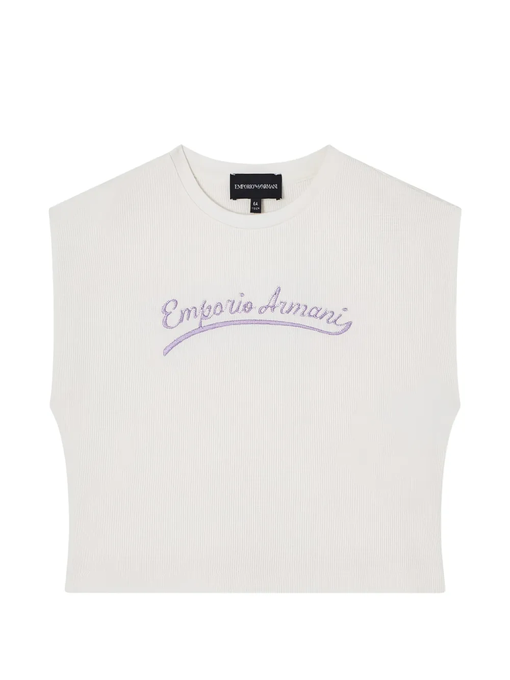 Emporio Armani Kids embroidered waffle T-shirt - Toni neutri