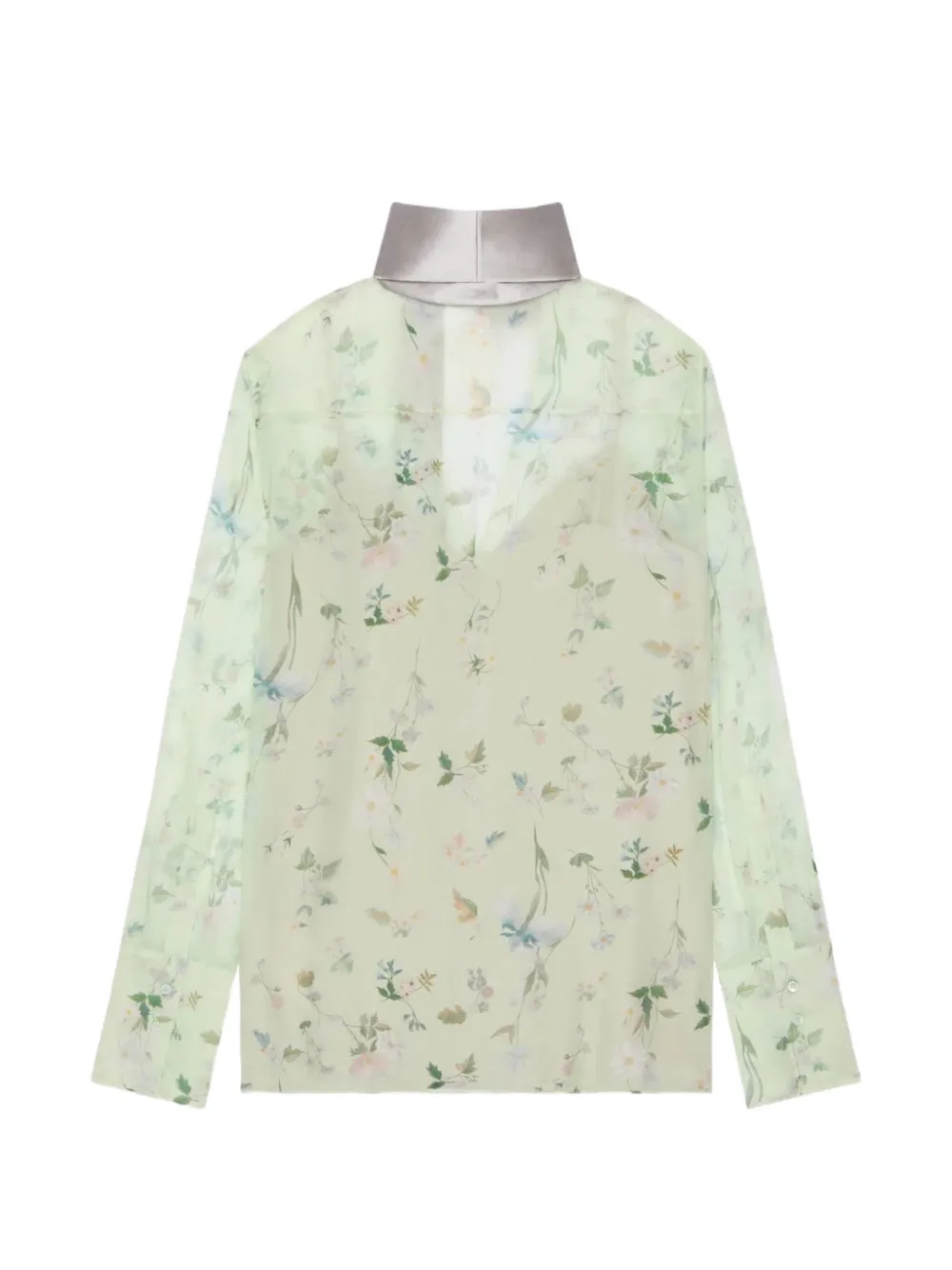  Givenchy Floral Pussy-bow Blouse - Green 