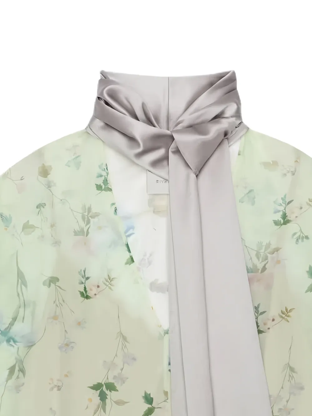  Givenchy Floral Pussy-bow Blouse - Green 
