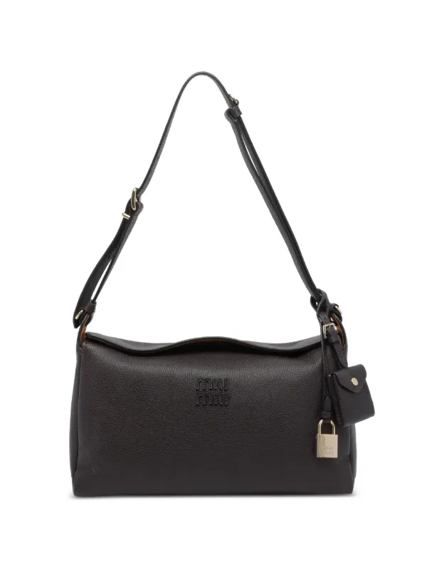 Miu Miu Logo-embossed Leather Tote Bag in Brown