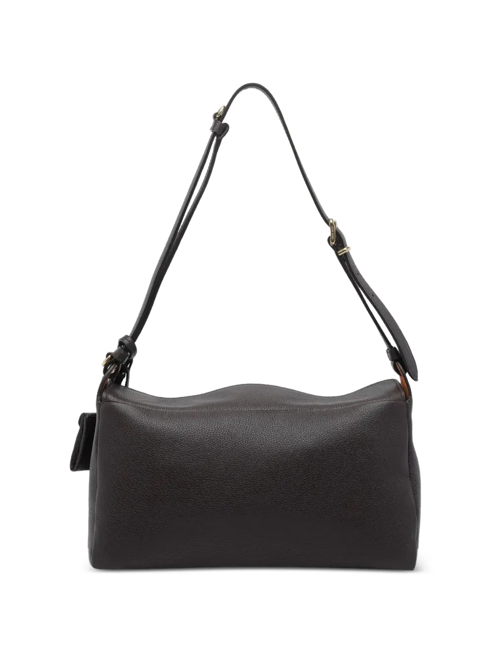 Miu Leren shopper met logo-reliëf Bruin