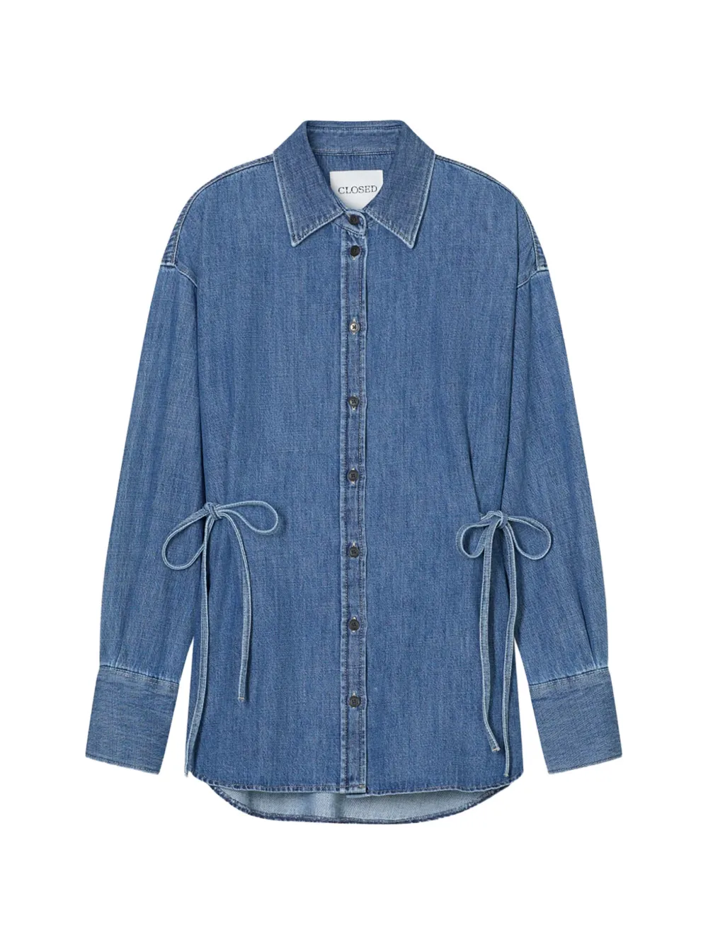 Closed Strap Waisted Blouse In Blue