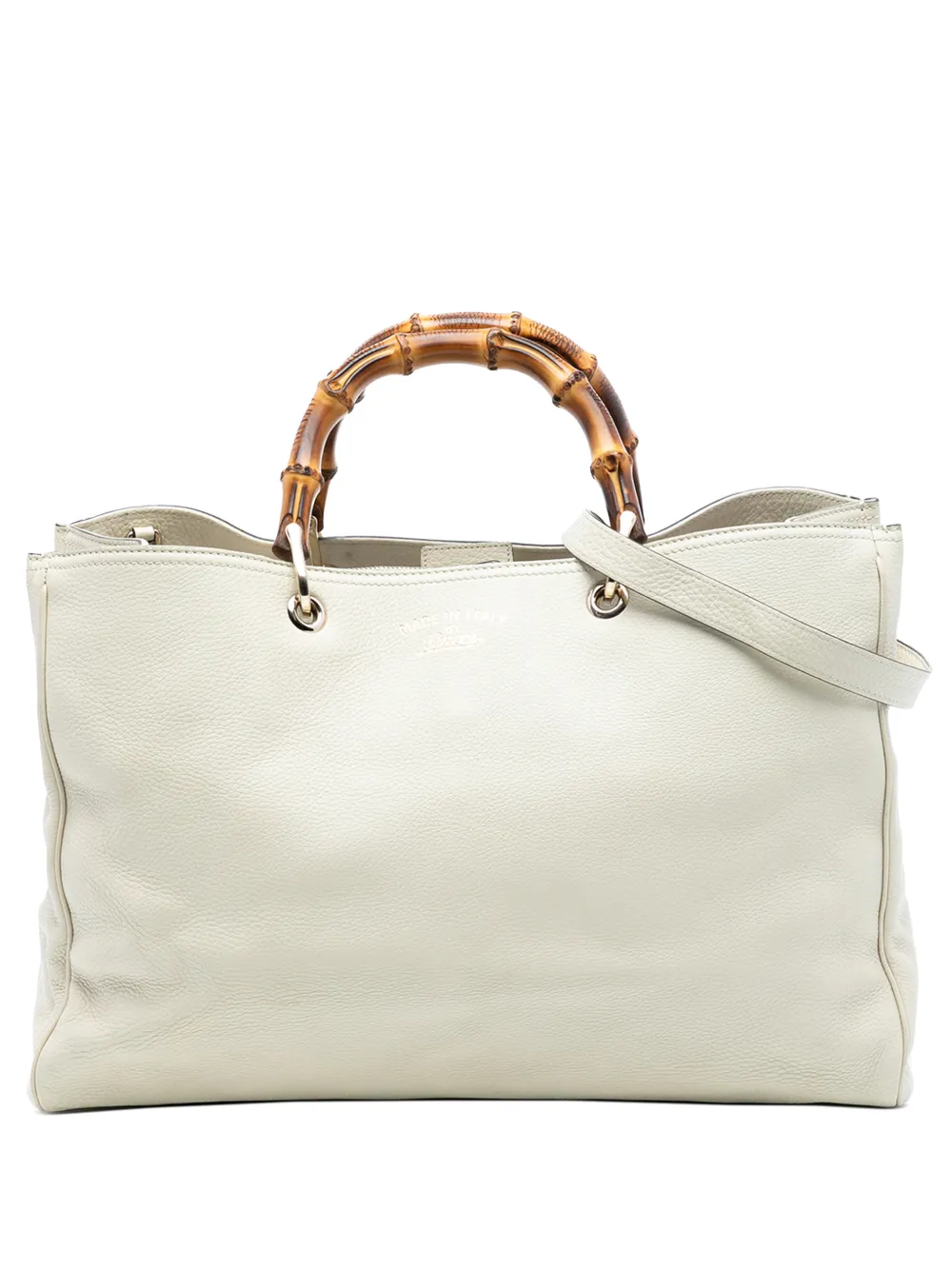 Gucci Pre-Owned 2016-2025 Large Calfskin Bamboo Shopper satchel - Bianco