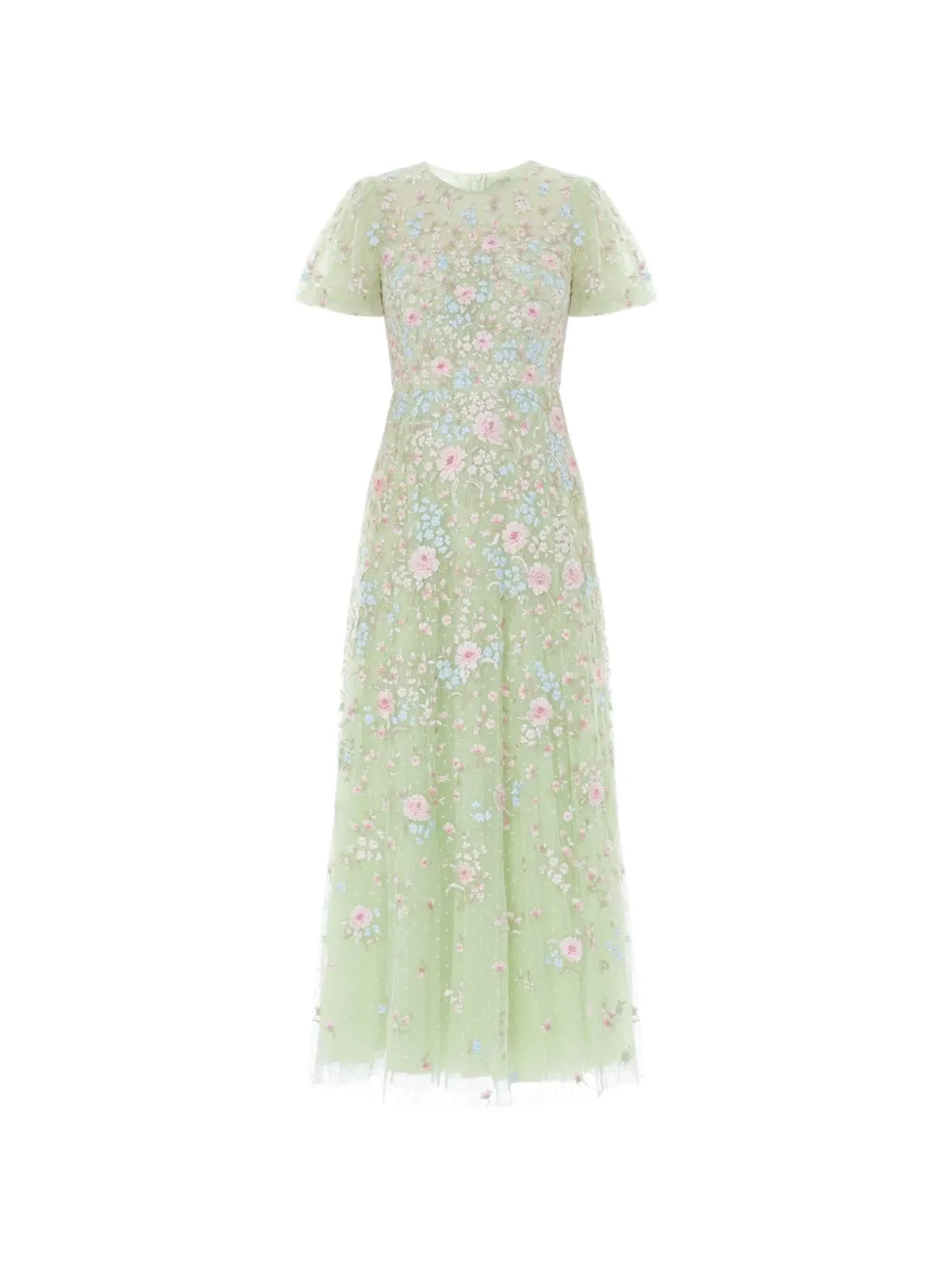 Needle & Thread Peony Bouquet round-neck maxi dress - Verde