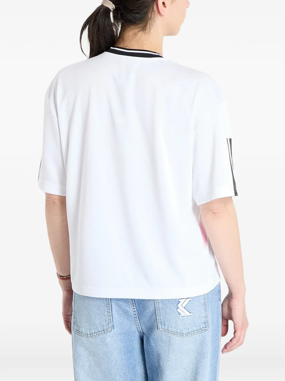 adidas Boyfriend 3-Stripes Tiro T-shirt met V-hals Wit
