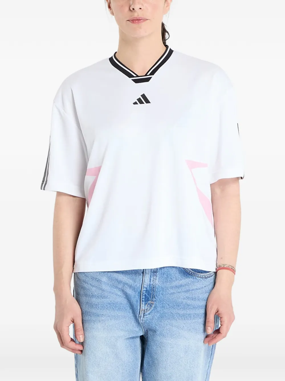 adidas Boyfriend 3-Stripes Tiro V-neck T-shirt - Bianco