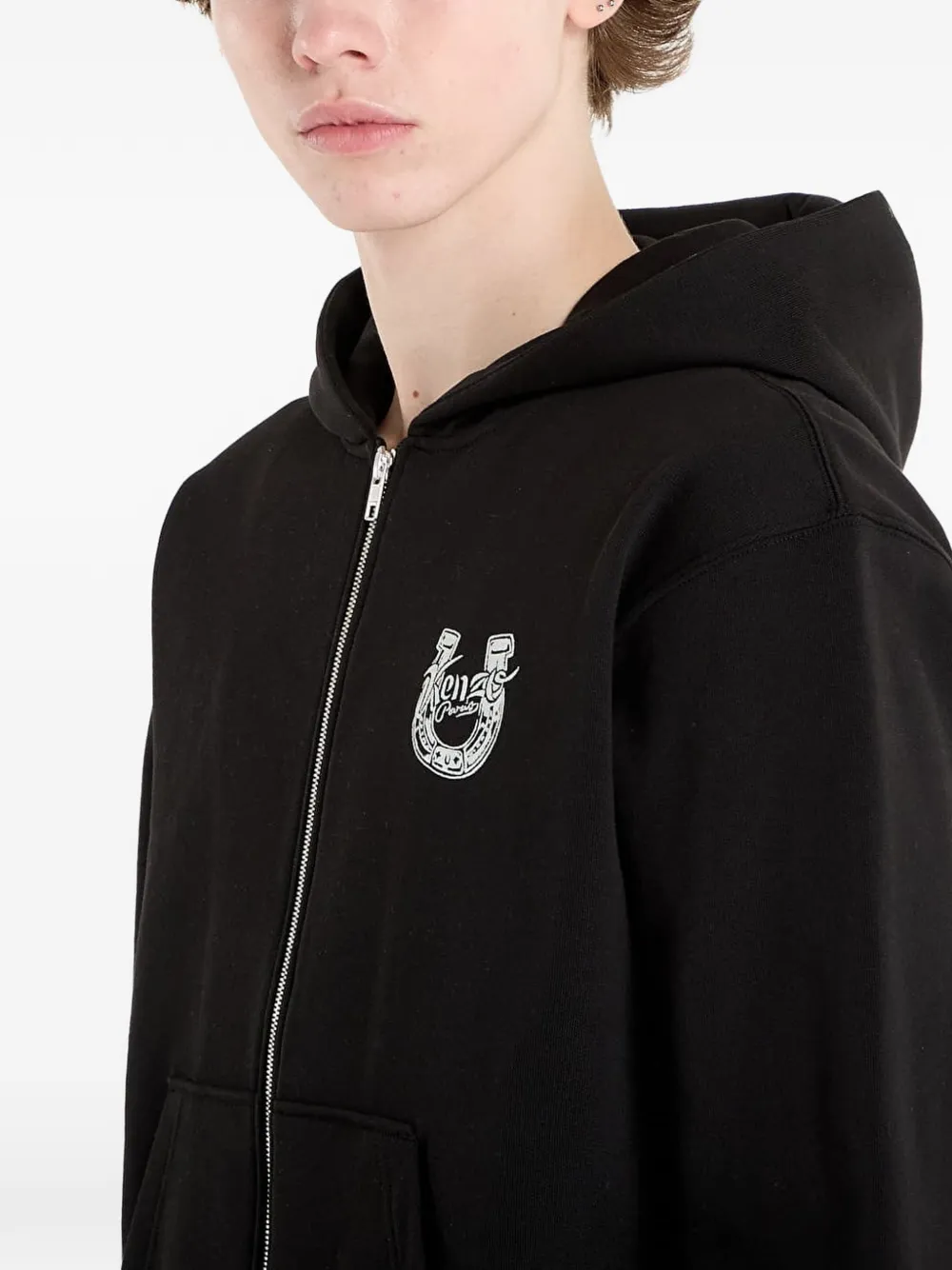 Kenzo Lunar New Year hoodie met rits en grafische print Zwart