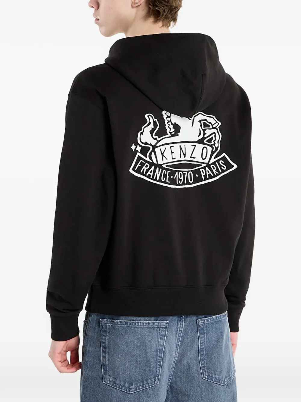 Kenzo Lunar New Year hoodie met rits en grafische print Zwart