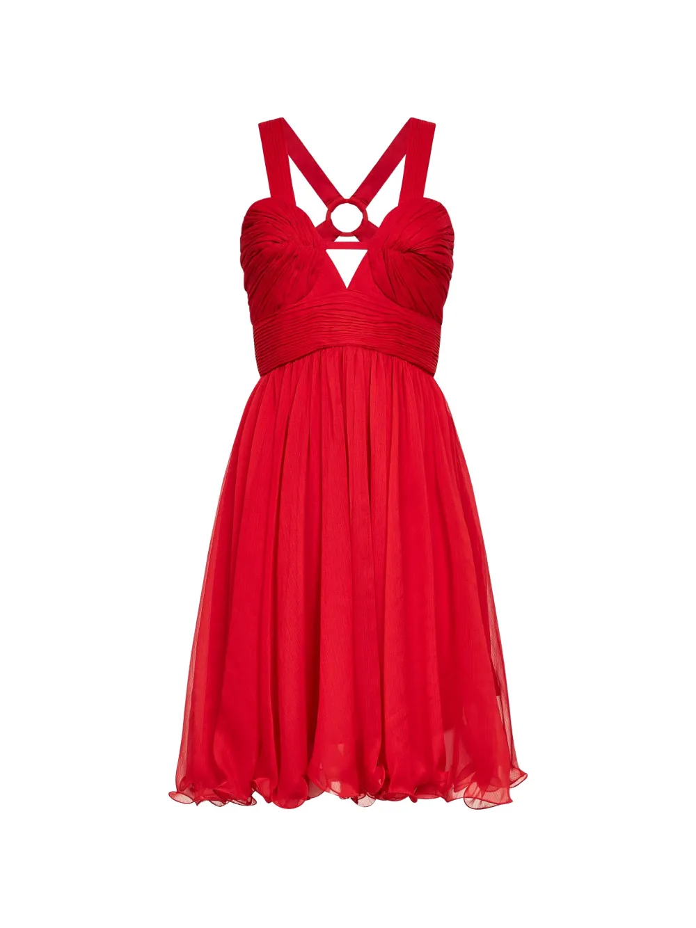 ERMANNO FIRENZE ring-detail V-neck dress - Rosso