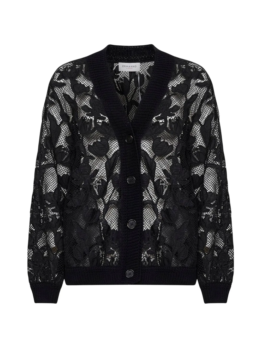 ERMANNO FIRENZE floral-motif cardigan - Black