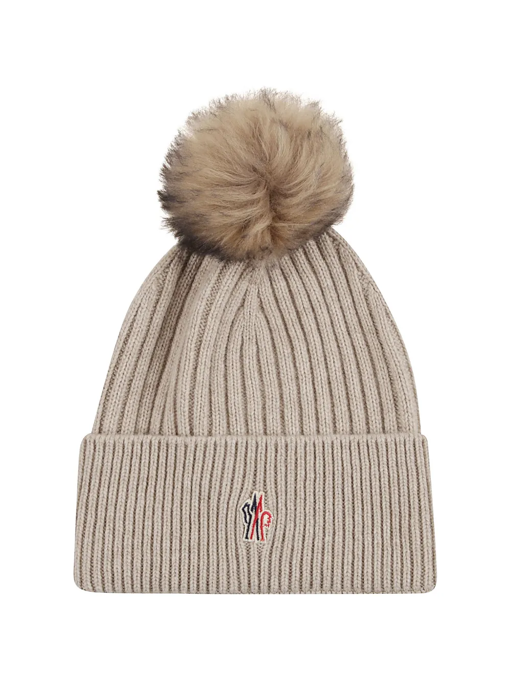 Moncler Grenoble pompom logo-patch beanie hat - Toni neutri