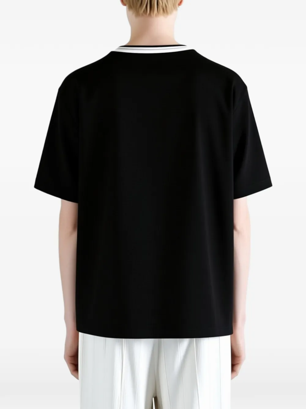 Y's x New Era T-shirt met geborduurd logo en gestreepte afwerking Zwart