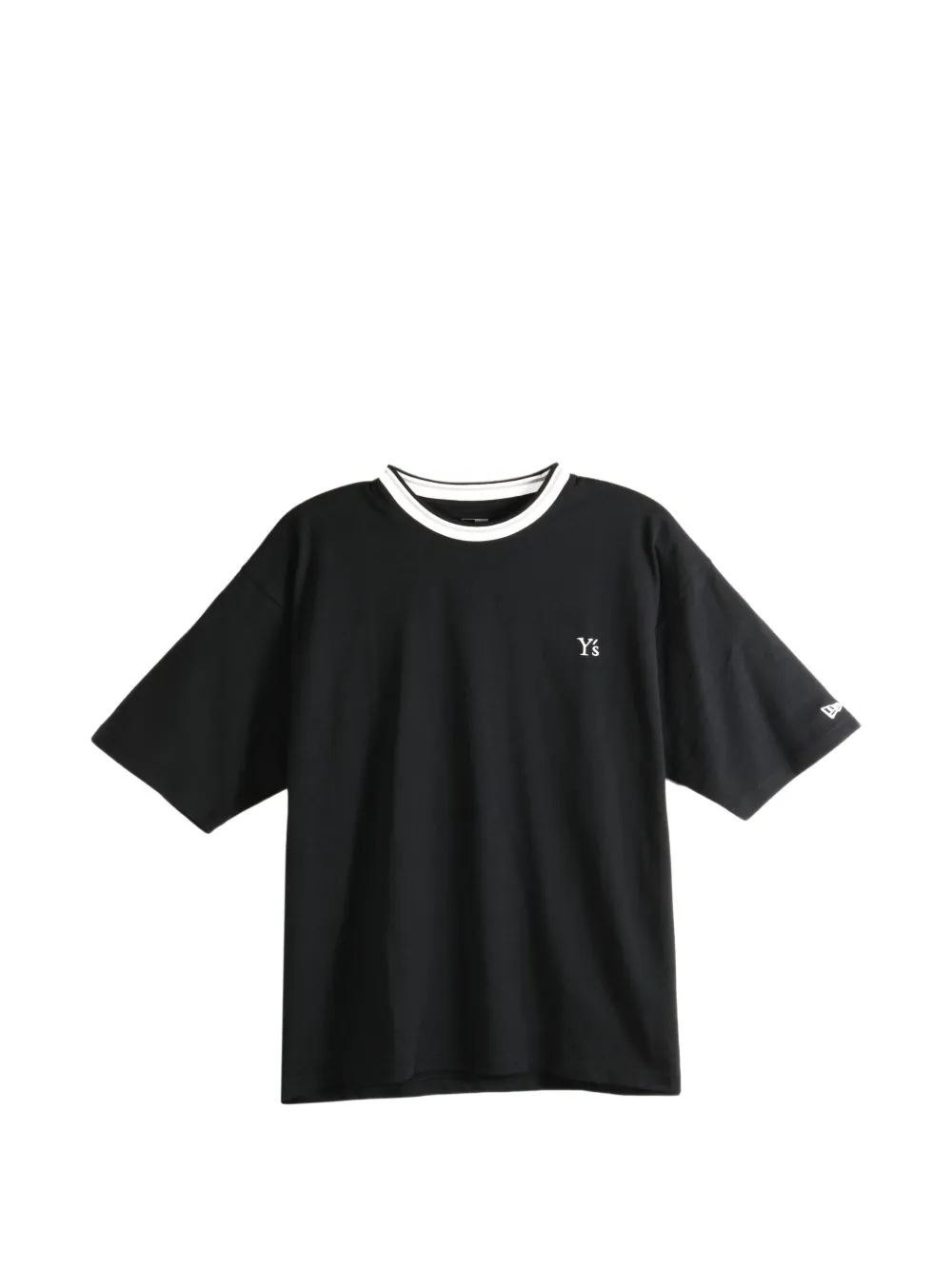Y's x New Era logo-embroidered striped-trim T-shirt - Nero