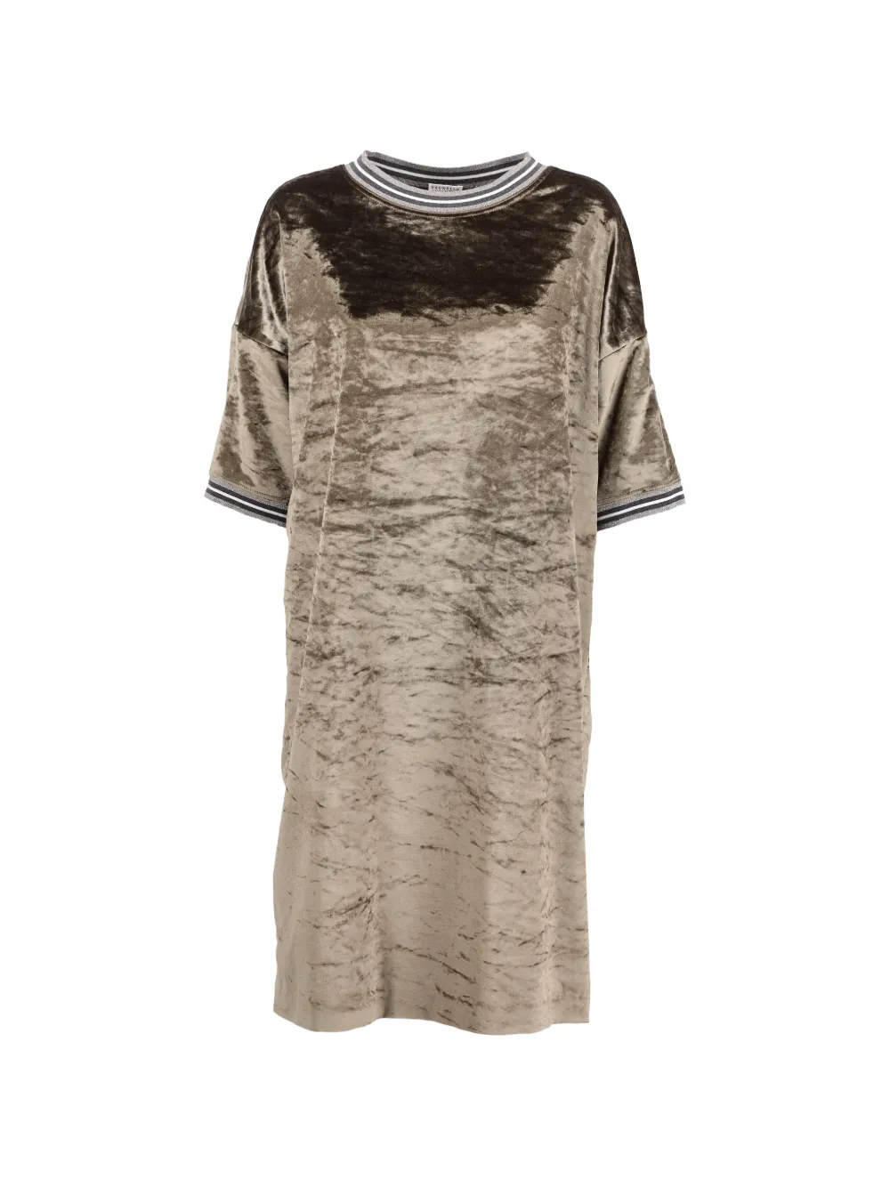 Brunello Cucinelli Vintage velvet striped-trims dress - Verde